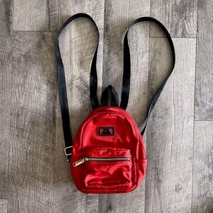 Steve Madden‎ Red Nylon Mini Backpack Logo Webbing Straps Gold Hardware